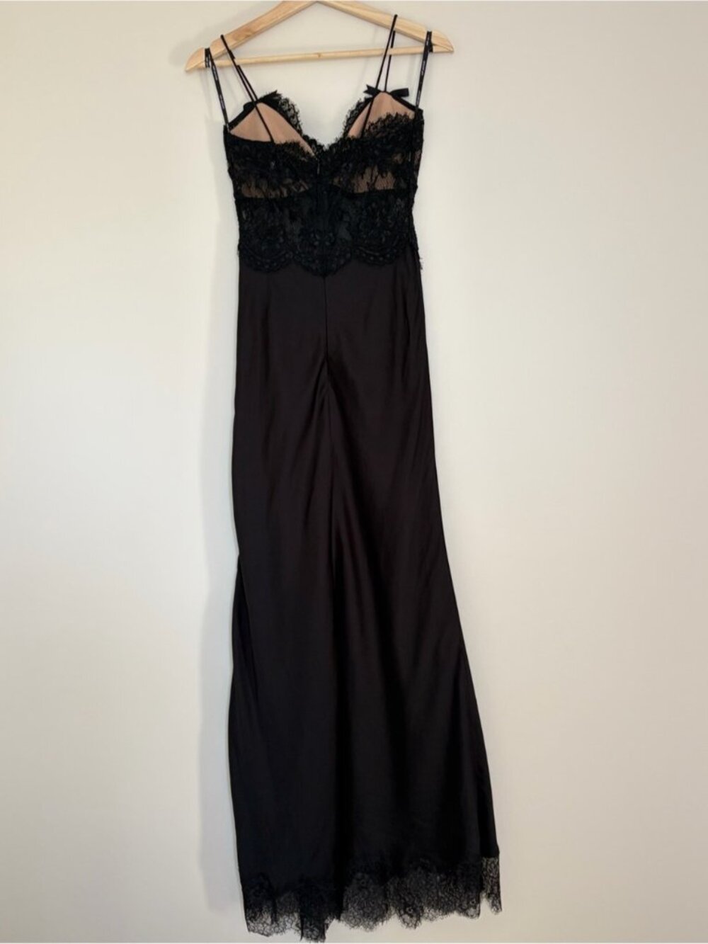 NEW Self-Portrait Black Satin Lace Sleeveless Midi Dress US 4 UK 8 - Picture 9 of 16